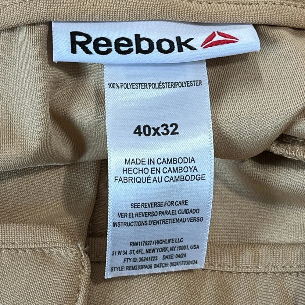Reebok Performance Golf Pants Mens 40x32 Khaki Stretch Lightweight Activewear